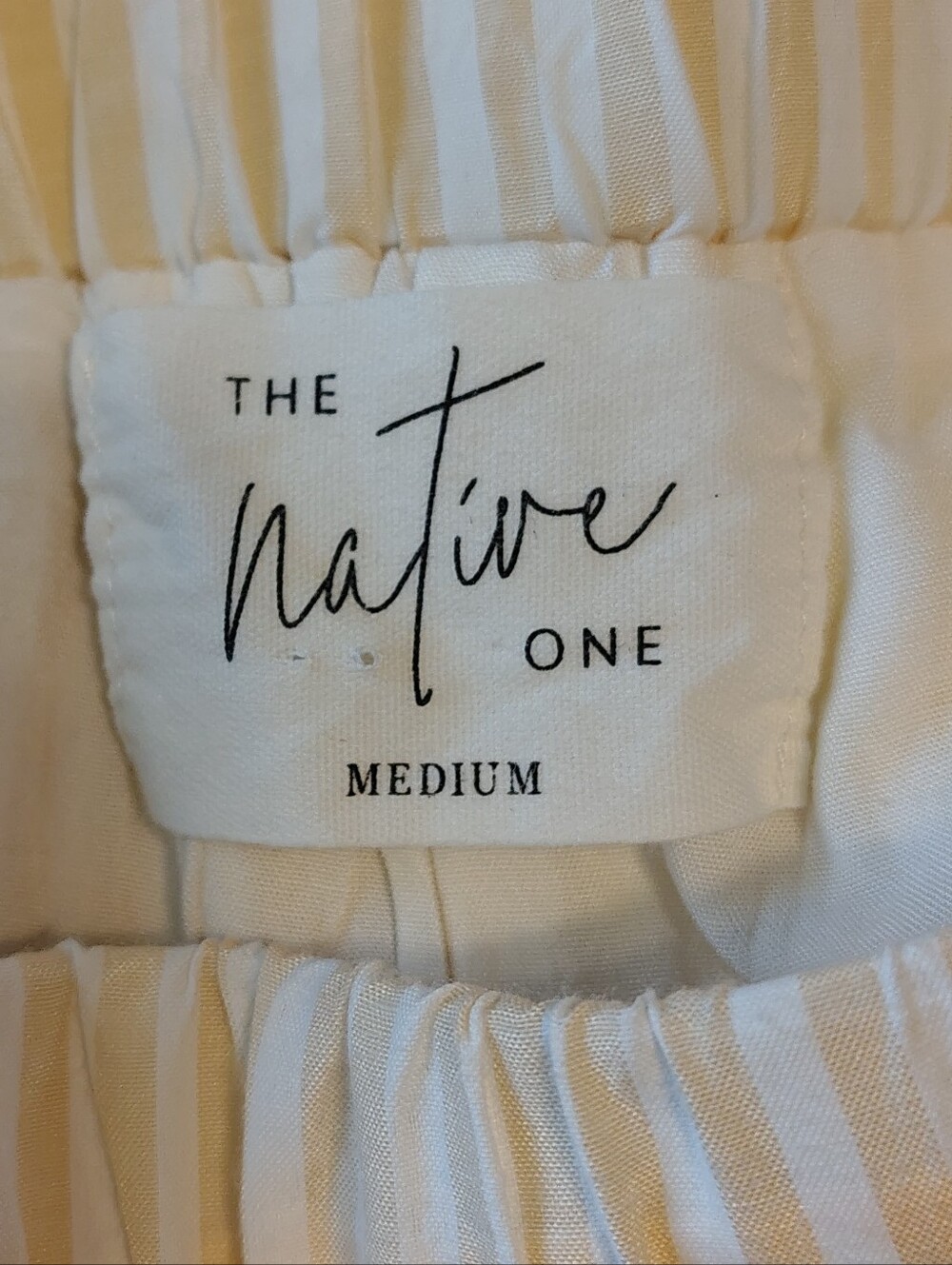 The Native One Elastic Drawstring Waist Yellow & White Striped Shorts Size M - Picture 4 of 5